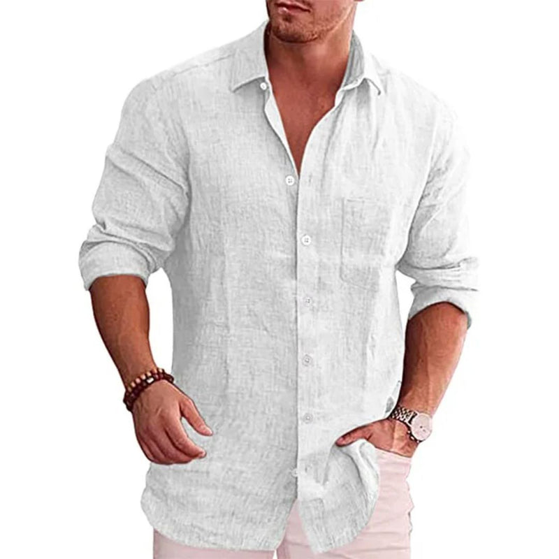 Loose-Fit Linen Shirt Johnson – Casual Comfort & Modern Style-White-M-State of Style