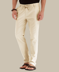 Loose Fit Summer Trousers | Casual Loose Pants for Men with Elastic Waistband-Beige-S-State of Style