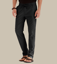 Loose Fit Summer Trousers | Casual Loose Pants for Men with Elastic Waistband-Black-S-State of Style