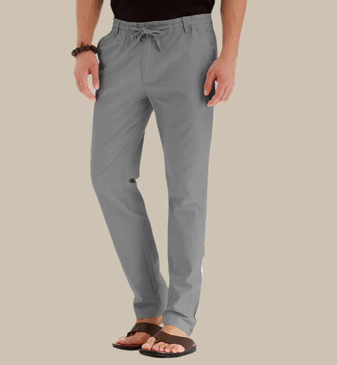 Loose Fit Summer Trousers | Casual Loose Pants for Men with Elastic Waistband-Grey-S-State of Style