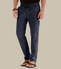Loose Fit Summer Trousers | Casual Loose Pants for Men with Elastic Waistband-Marine Blue-S-State of Style