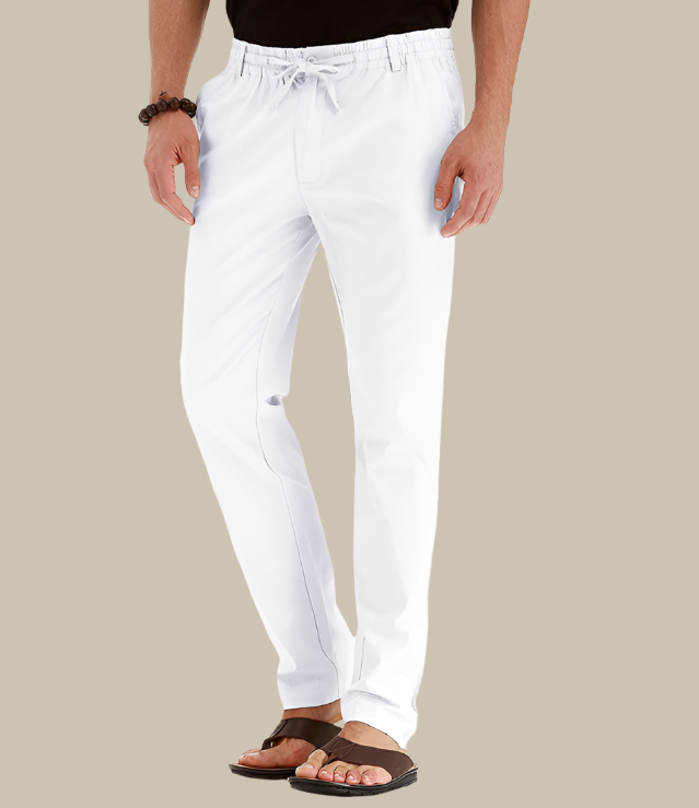 Loose Fit Summer Trousers | Casual Loose Pants for Men with Elastic Waistband-White-S-State of Style