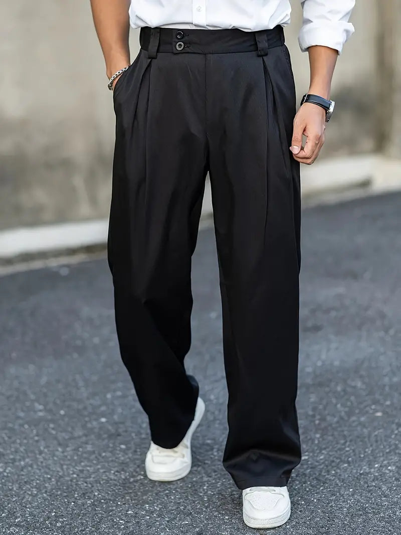 Loose-fitting trousers with pleats – Matteo-Black-S-State of Style