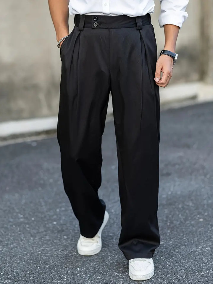 Loose-fitting trousers with pleats – Matteo-Black-S-State of Style