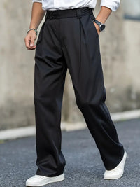 Loose-fitting trousers with pleats – Matteo-Dark blue-S-State of Style