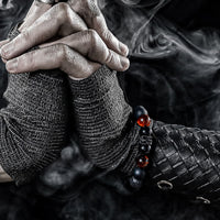 "Lord Black Warrior" Natural Crystal Bead Bracelet - Ragnar-Obsidian & Snowflake Obsidian with Lava Stone-14cm-State of Style