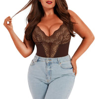 Lorrine V-Neck Lace Bodysuit – Elegant Shapewear with Tummy Control-Black-S-State of Style