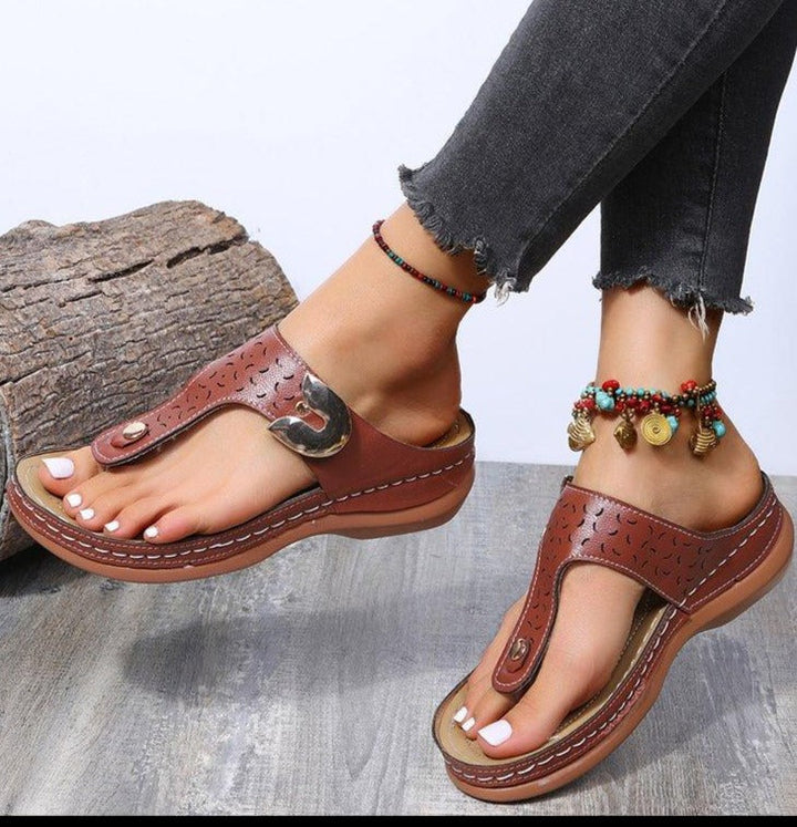 Lotte - Orthopedische Elegante Grijze Sandalen-Bruin-34-State of Style