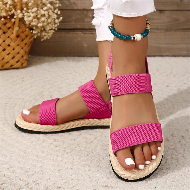 Lotte - Orthopedische Kleurrijke Bandjes Sandalen-Rozerood-36-State of Style