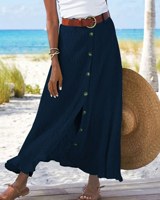 Lotte’s Long, Solid-Coloured Maxi Skirt-Blue-S-State of Style