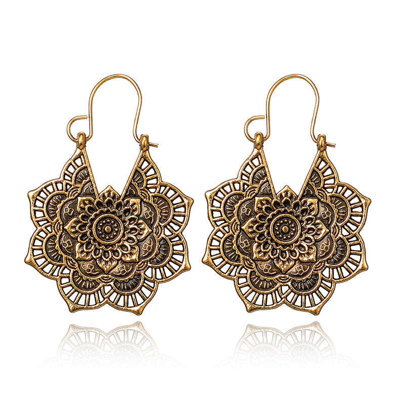Lotus Mandala Earrings - Levana-Gold-State of Style