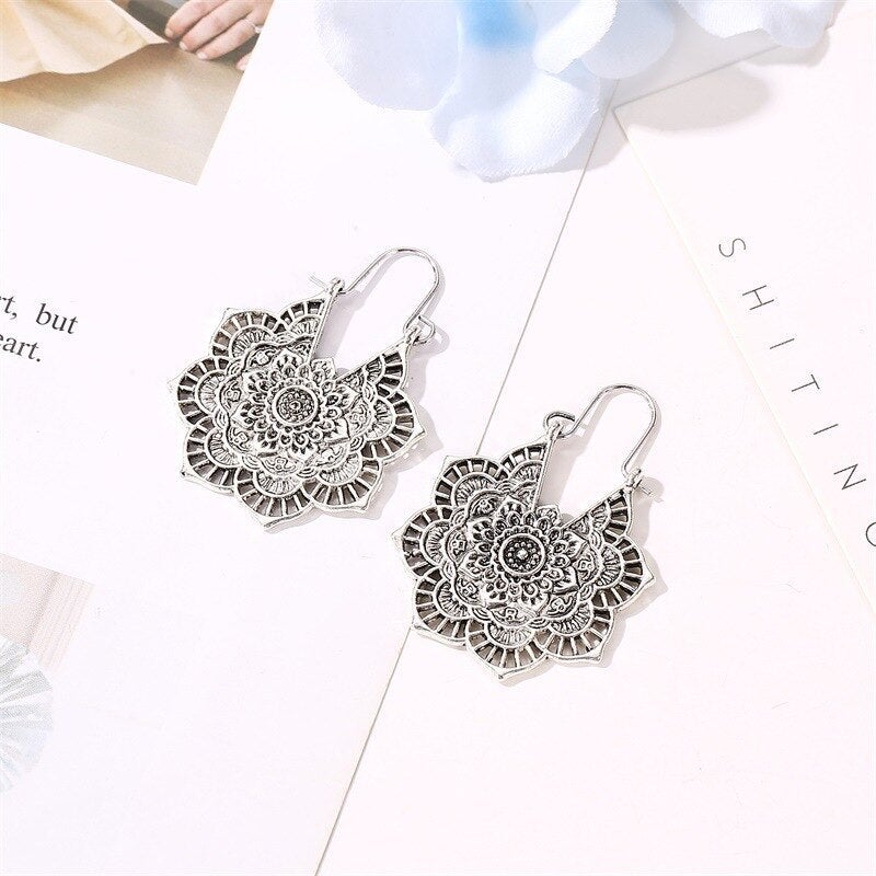 Lotus Mandala Earrings - Levana-Gold-State of Style