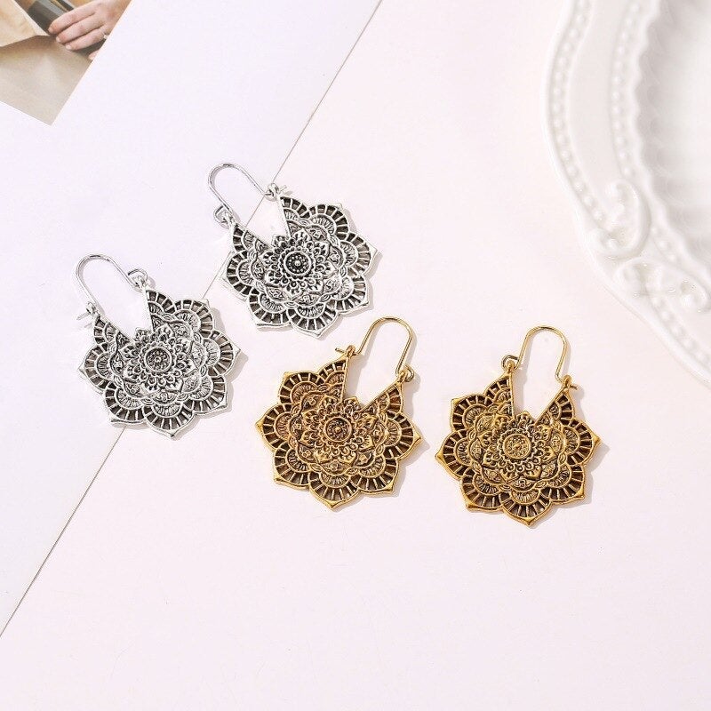 Lotus Mandala Earrings - Levana-Gold-State of Style