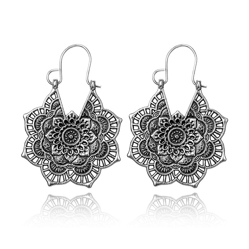 Lotus Mandala Earrings - Levana-Silver-State of Style