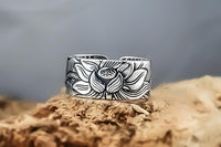 Lotus Sutra Silver Ring | Elegant Floral Jewellery-State of Style