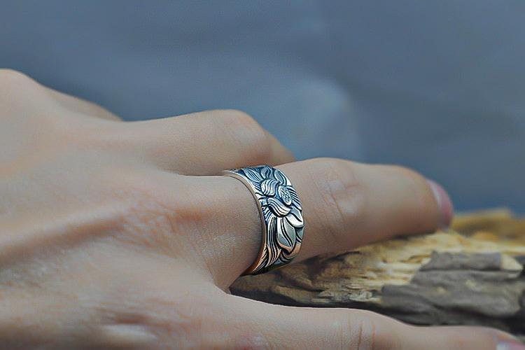 Lotus Sutra Silver Ring | Elegant Floral Jewellery-State of Style