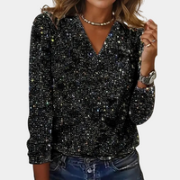 Louaya - Elegant Women's Top with Glitter-Black-S-State of Style