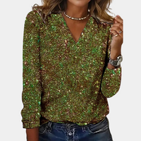 Louaya - Elegant Women's Top with Glitter-Green-S-State of Style