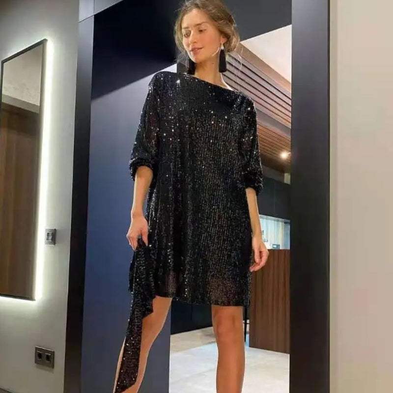 Louise Dress | Glitter Glamour | Women's Fashion-Black-S-State of Style
