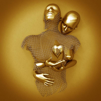 Love Canvas with Metal Figure - AmorArte-Gold (No frame)-Loving heart-30 cm x 40 cm-State of Style