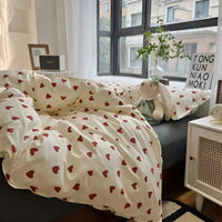 LoveLuxe Heart Motif Quilt Cover Set-140x200 cm-State of Style