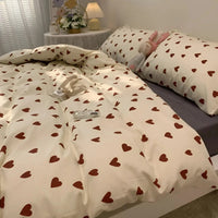 LoveLuxe Heart Motif Quilt Cover Set-140x200 cm-State of Style