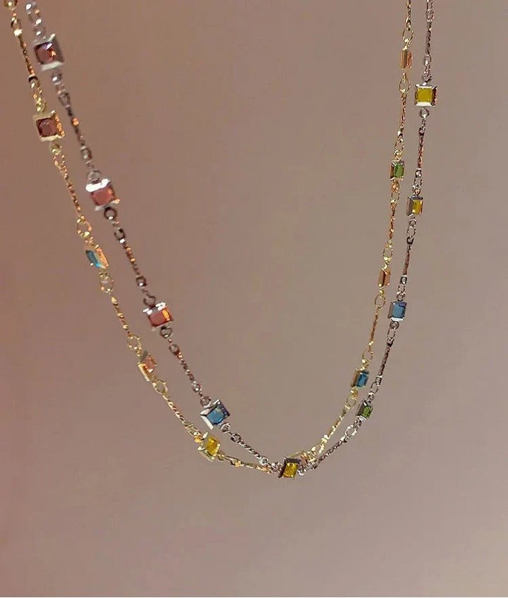 Lovely Gold/Silver Necklace with Colourful Stones - Ivy-Gold-State of Style