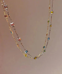 Lovely Gold/Silver Necklace with Colourful Stones - Ivy-Silver-State of Style