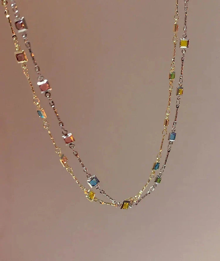 Lovely Gold/Silver Necklace with Colourful Stones - Ivy-Silver-State of Style