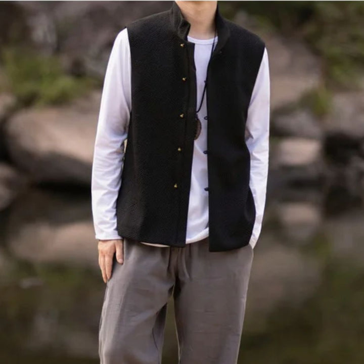 Lucio Traditional Vest – Vintage Waistcoat with Stand-Up Collar-M-State of Style
