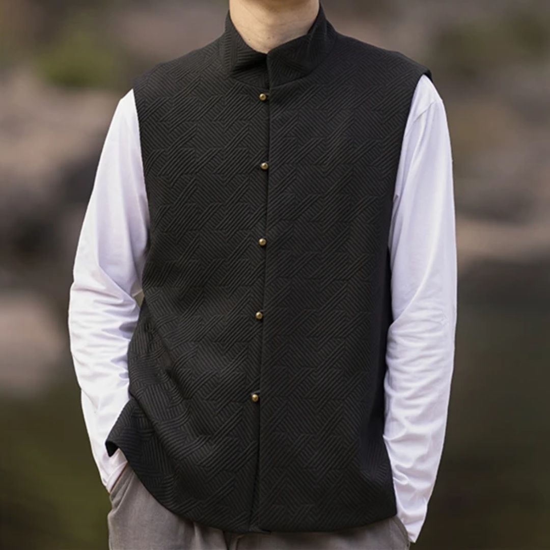 Lucio Traditional Vest – Vintage Waistcoat with Stand-Up Collar-M-State of Style