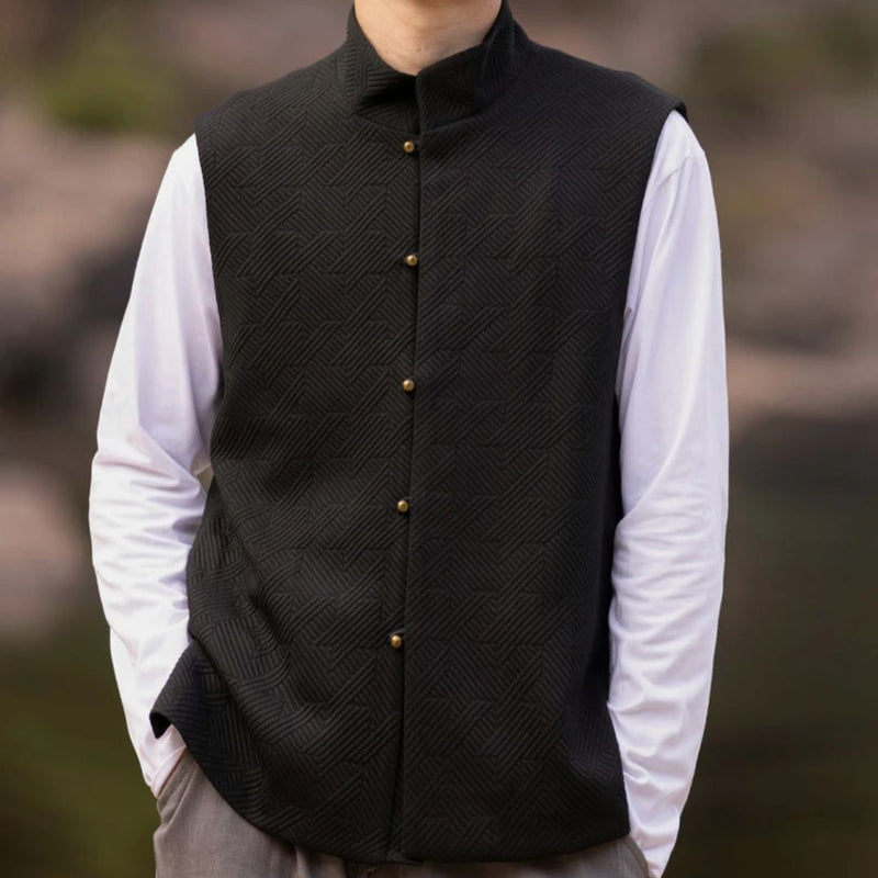 Lucio Traditional Vest – Vintage Waistcoat with Stand-Up Collar-M-State of Style