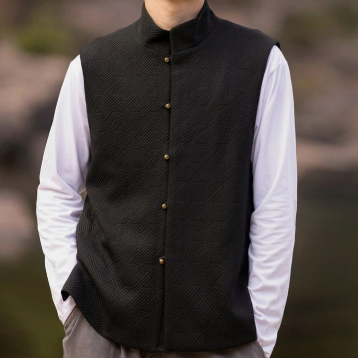 Lucio Traditional Vest – Vintage Waistcoat with Stand-Up Collar-M-State of Style