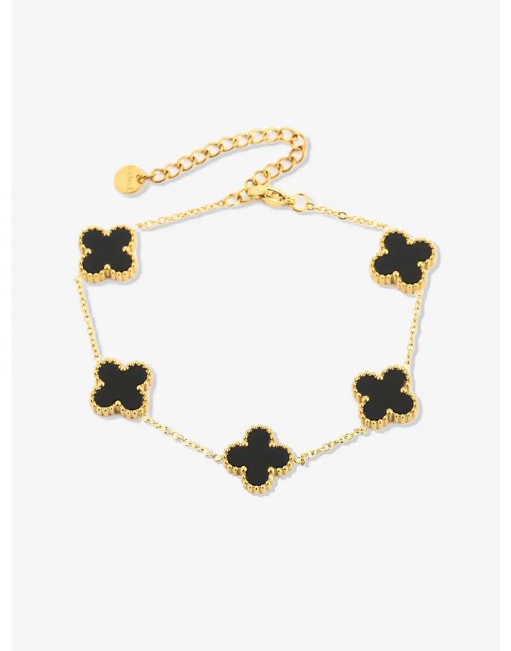 Lucky Clover Five-Leaf Bracelet | Elegant Good Luck Charm Jewellery-Black-State of Style