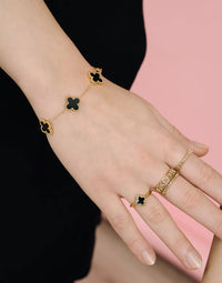 Lucky Clover Five-Leaf Bracelet | Elegant Good Luck Charm Jewellery-Black-State of Style