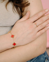 Lucky Clover Five-Leaf Bracelet | Elegant Good Luck Charm Jewellery-Red-State of Style