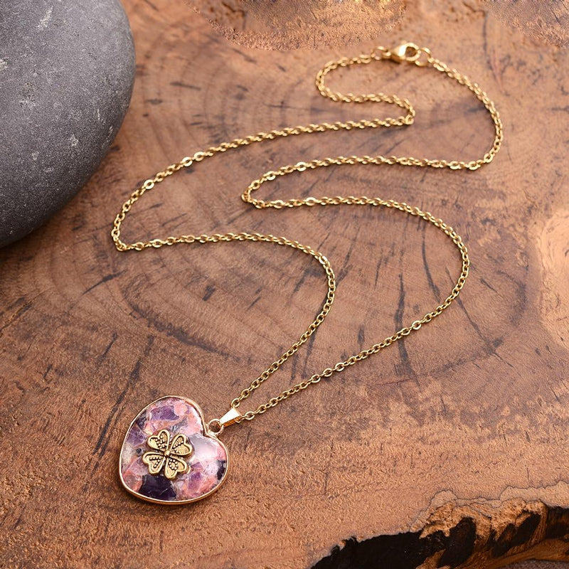 Lucky Clover Stone Necklace – Felina-Blue-State of Style