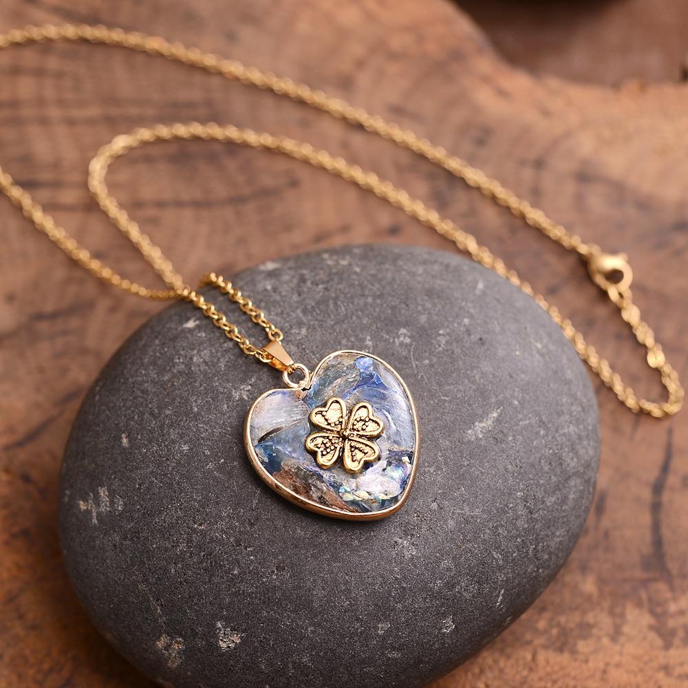 Lucky Clover Stone Necklace – Felina-Blue-State of Style