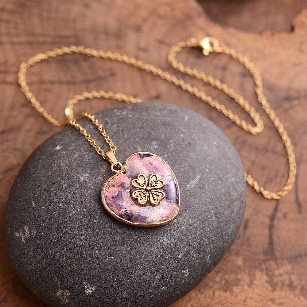 Lucky Clover Stone Necklace – Felina-Pink-State of Style