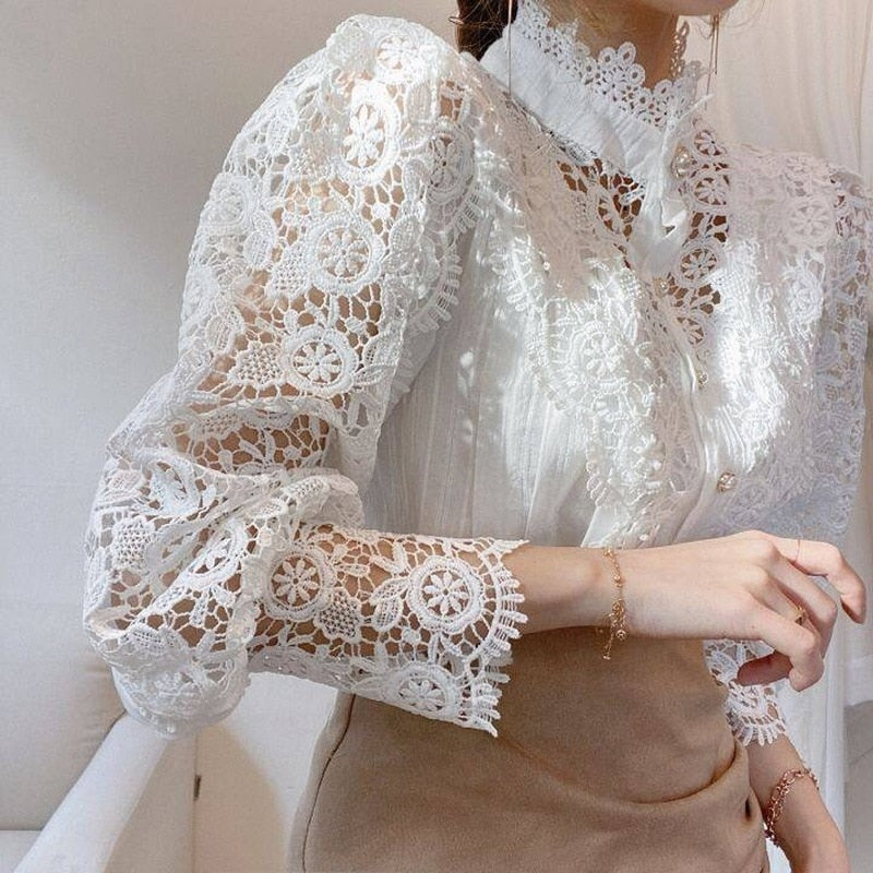 Lucy Lace Blouse | Classic, Elegant & Timeless Wardrobe Essential-Apricot-S-State of Style