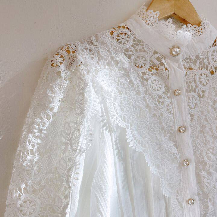 Lucy Lace Blouse | Classic, Elegant & Timeless Wardrobe Essential-Apricot-S-State of Style