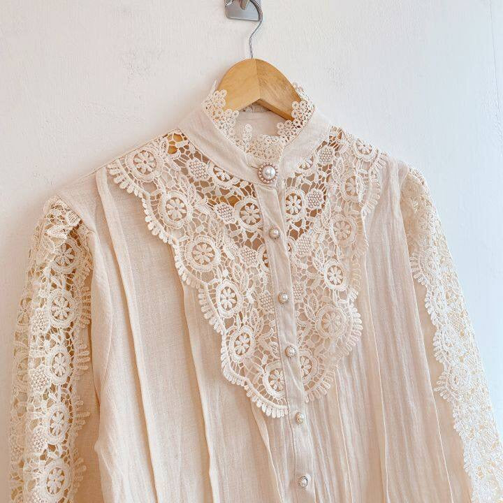 Lucy Lace Blouse | Classic, Elegant & Timeless Wardrobe Essential-Apricot-S-State of Style