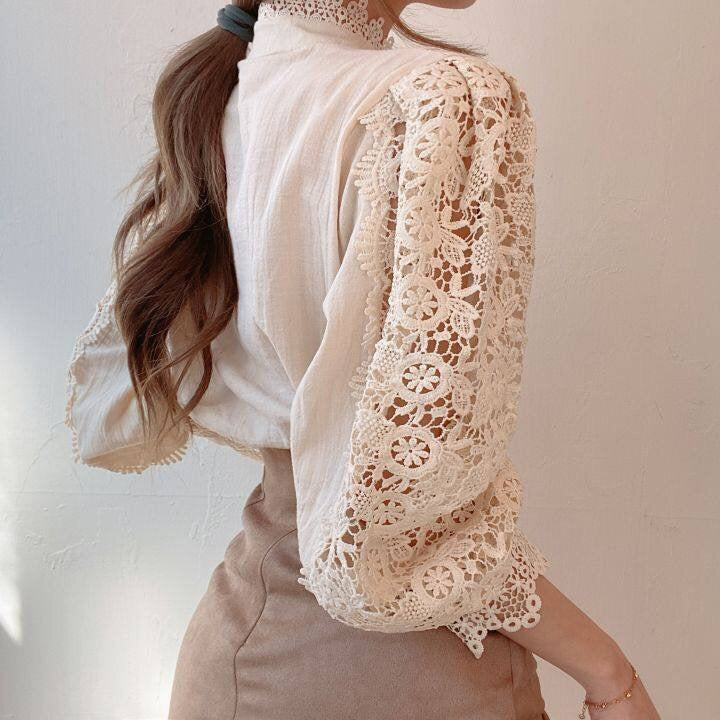 Lucy Lace Blouse | Classic, Elegant & Timeless Wardrobe Essential-Apricot-S-State of Style