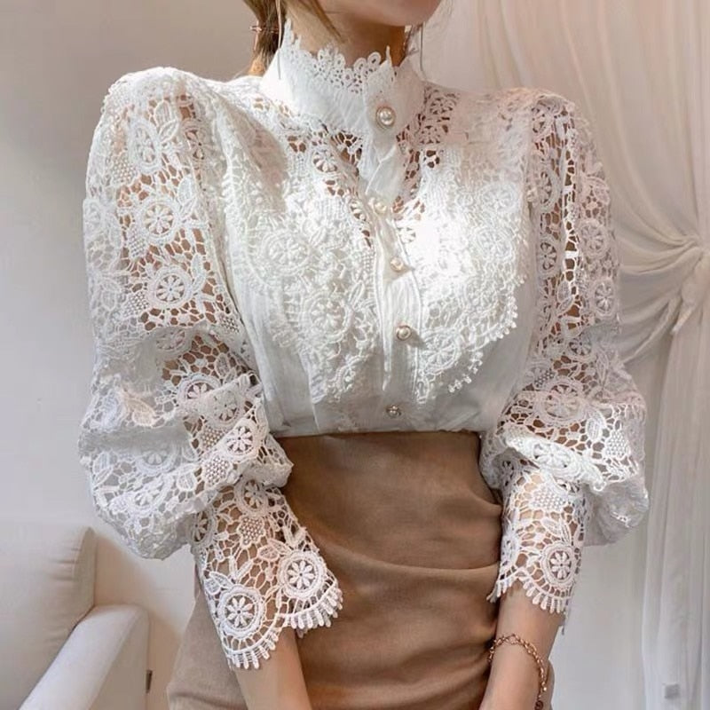 Lucy Lace Blouse | Classic, Elegant & Timeless Wardrobe Essential-Apricot-S-State of Style