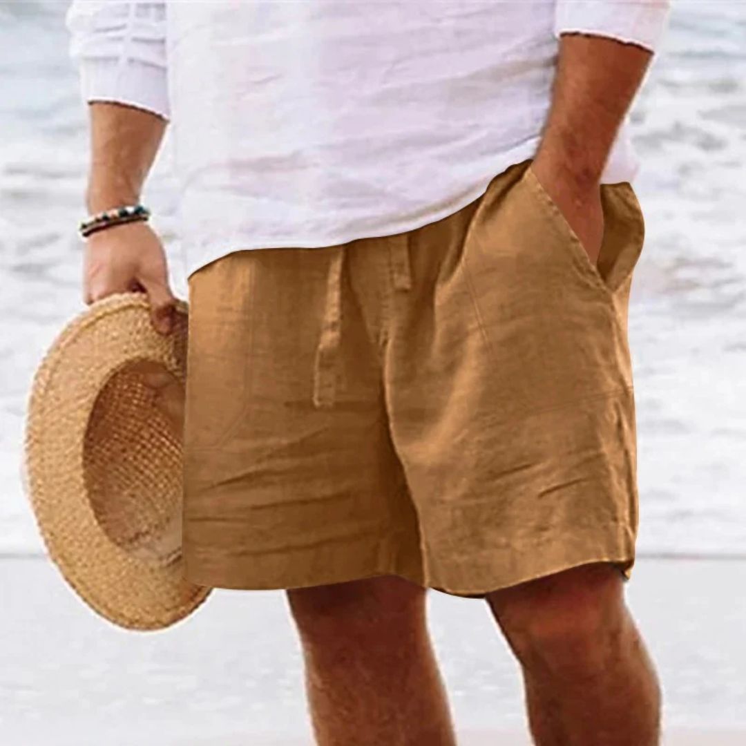 Luis Linen Shorts | Trendy & Comfortable-Khaki-M-State of Style