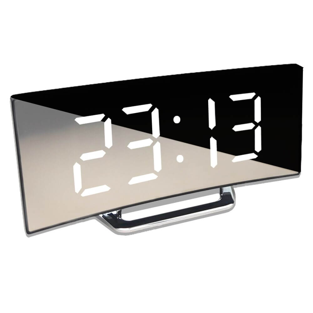 LumiCurve Curved LED Digital Alarm Clock with Modern Design-White-State of Style