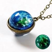 Luminous Glass Orb Pendant Necklace with Stainless Steel Chain-Violet-State of Style