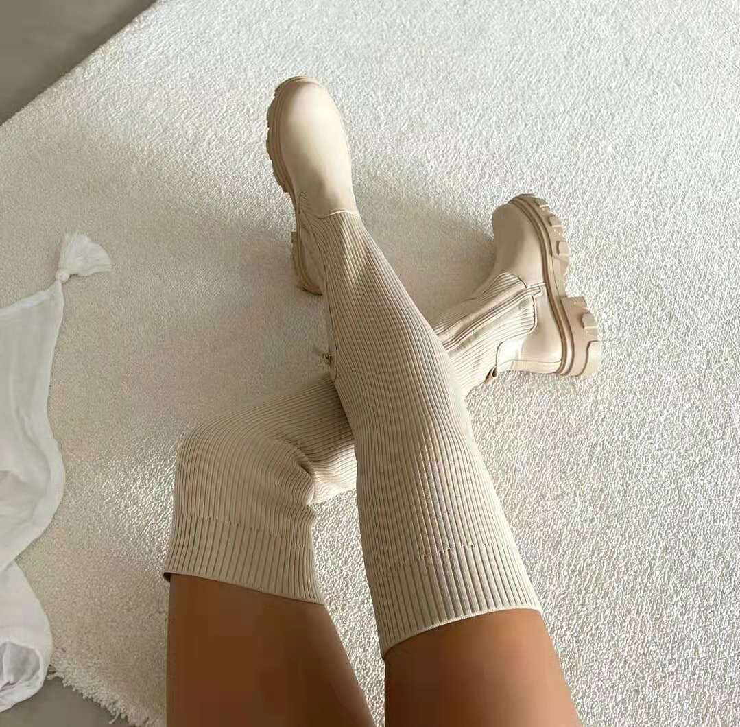 Luna Over-the-Knee Sock Boots-Beige-5.5-State of Style