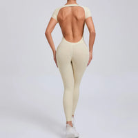 Luna Yoga Jumpsuit with Breathable & Flexible Design-Beige-L-State of Style