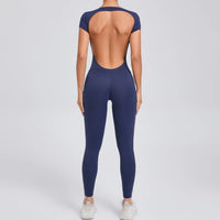 Luna Yoga Jumpsuit with Breathable & Flexible Design-Blue-M-State of Style